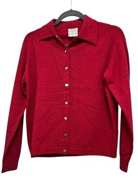 St Michael Vintage Lambswool Cable Knit Cardigan  size 14 UK equals 10 US